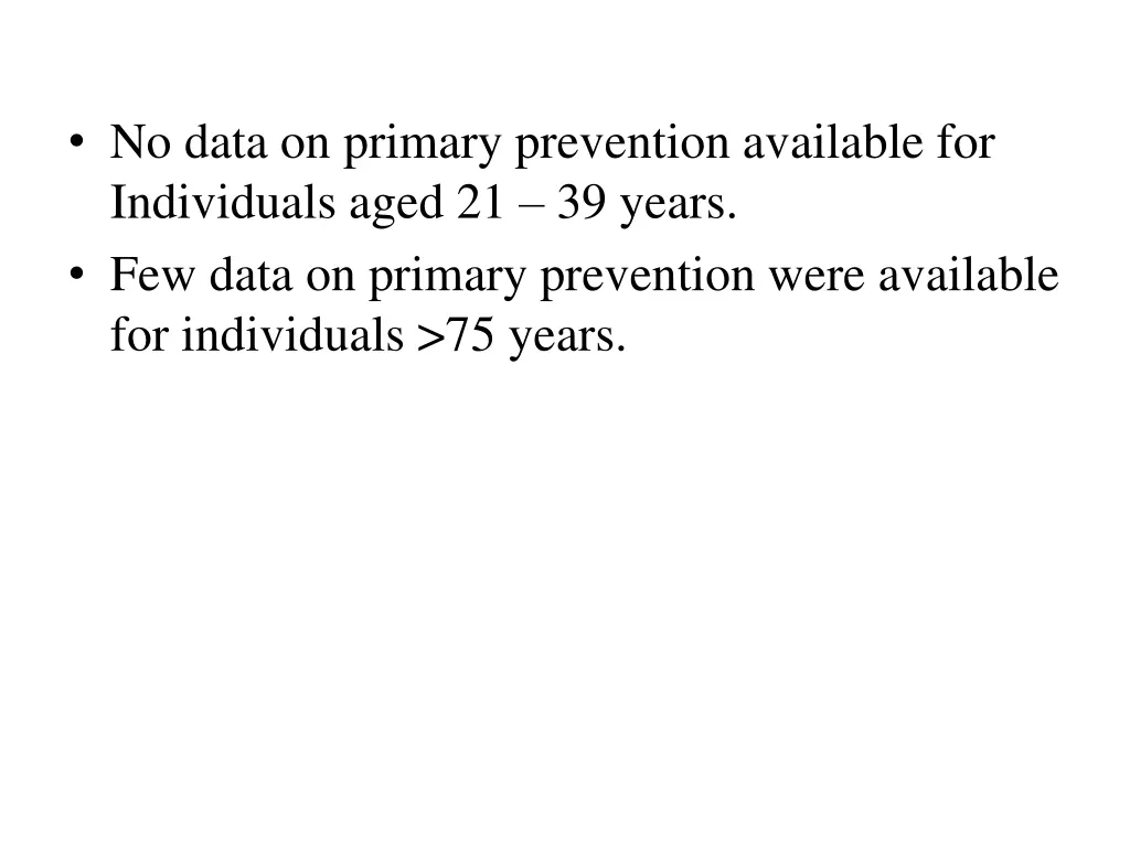no data on primary prevention available
