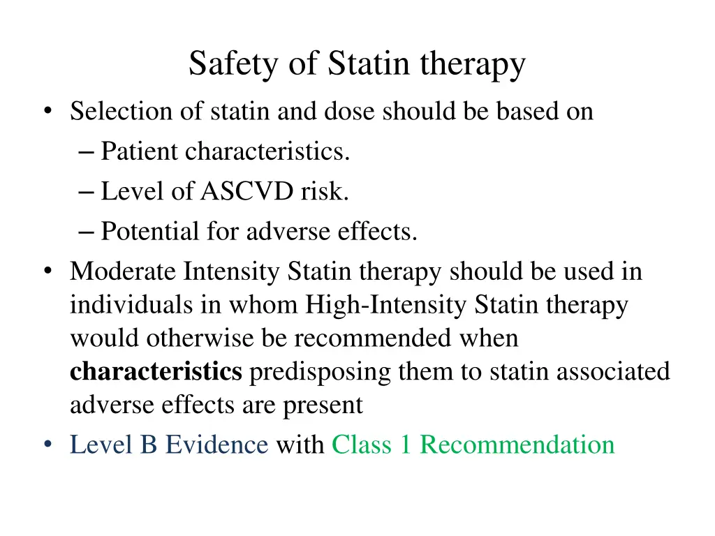 safety of statin therapy selection of statin