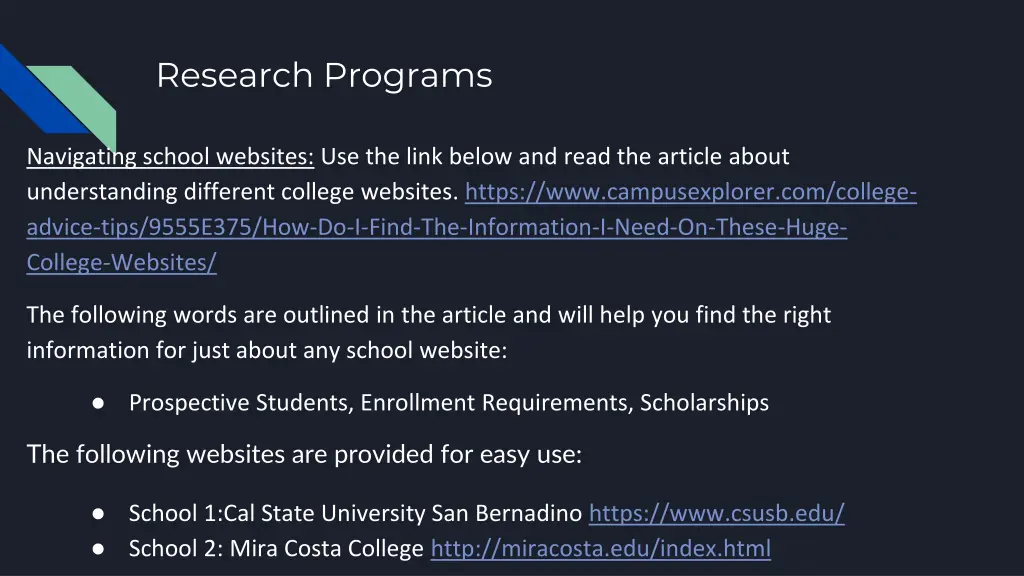 research programs