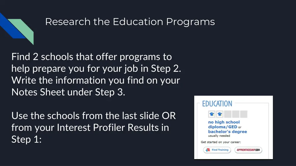 research the education programs