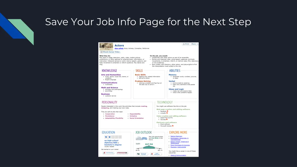 save your job info page for the next step