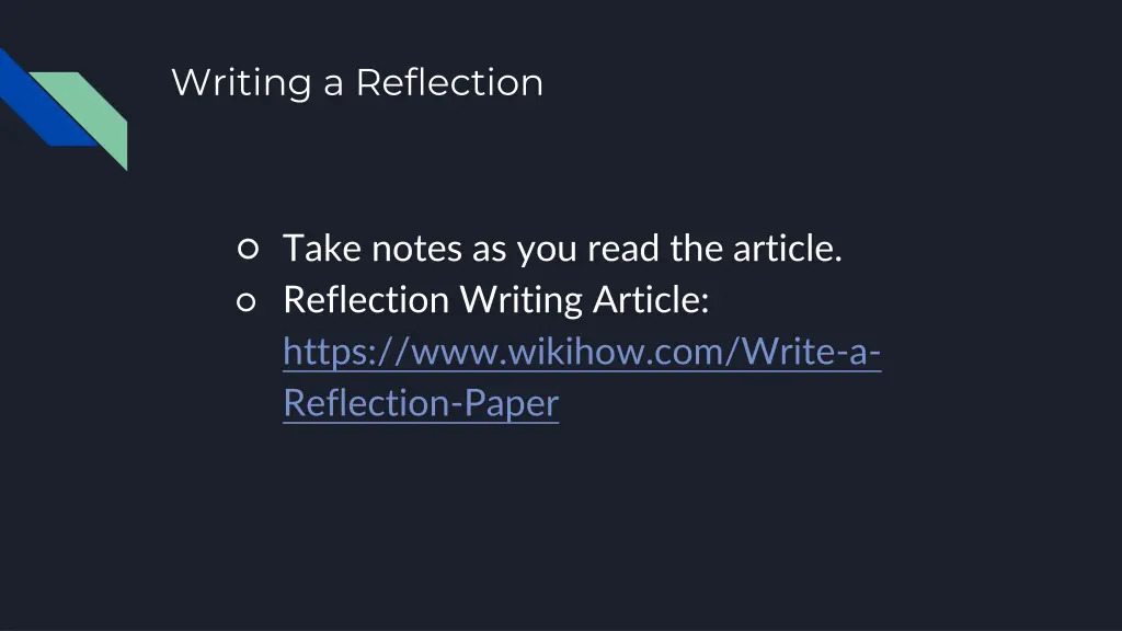 writing a reflection