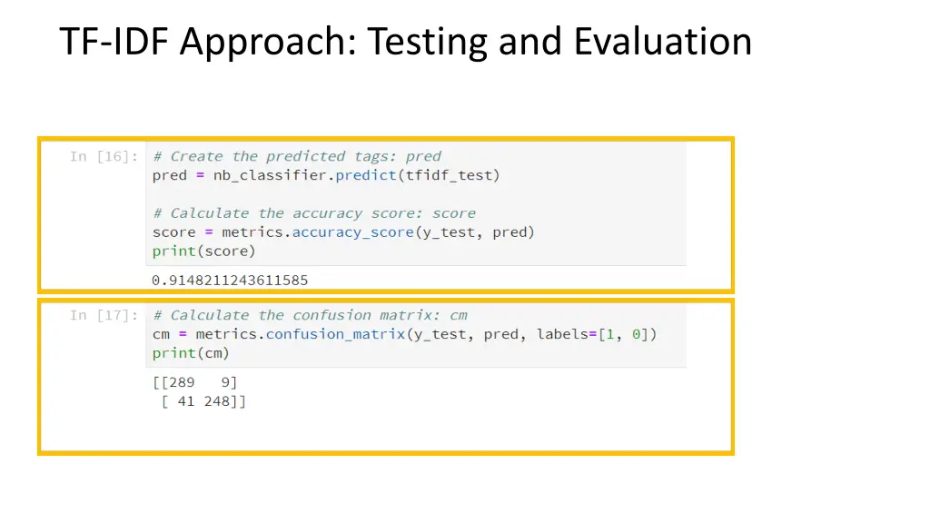 tf idf approach testing and evaluation