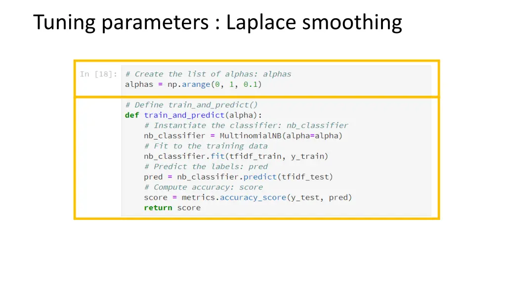 tuning parameters laplace smoothing