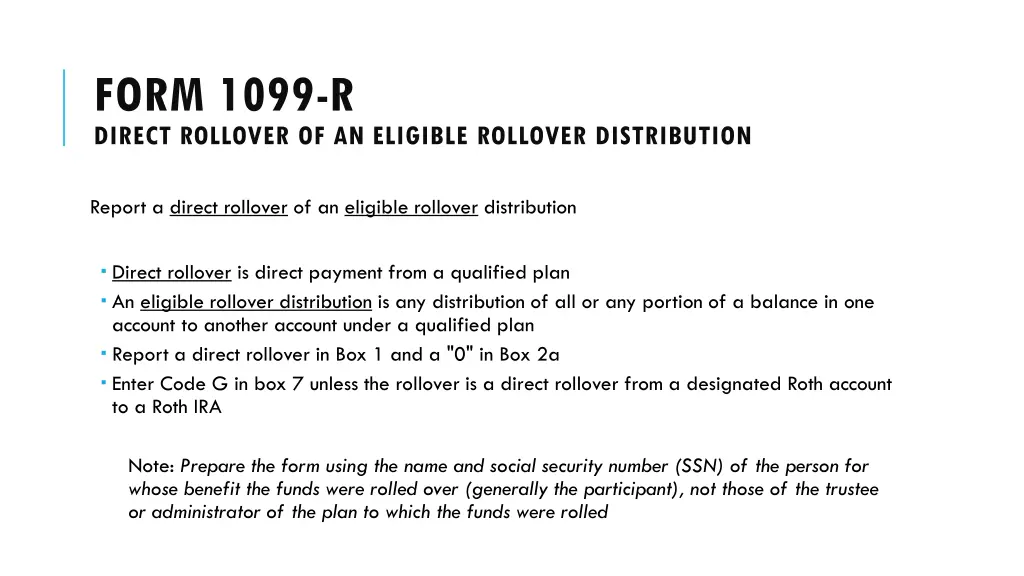 form 1099 r direct rollover of an eligible