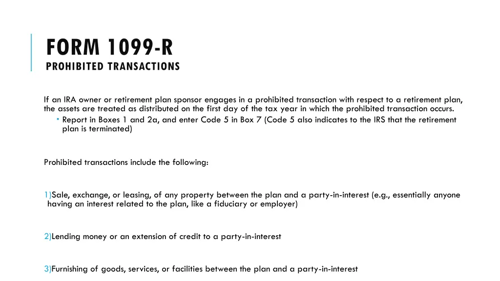 form 1099 r prohibited transactions
