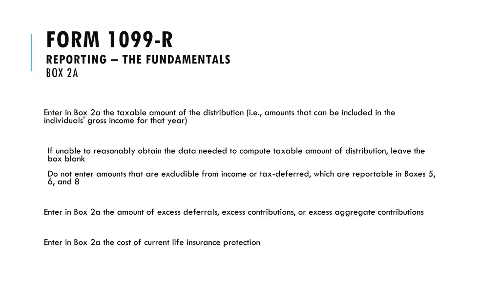 form 1099 r reporting the fundamentals box 2a