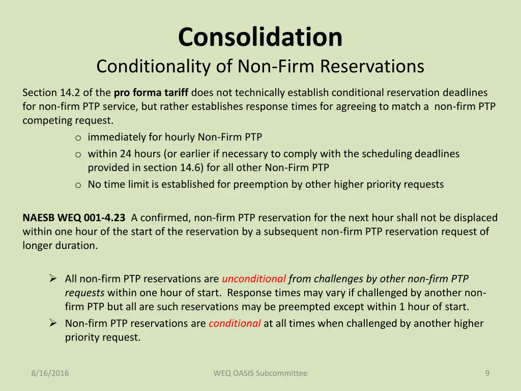 consolidation conditionality of non firm