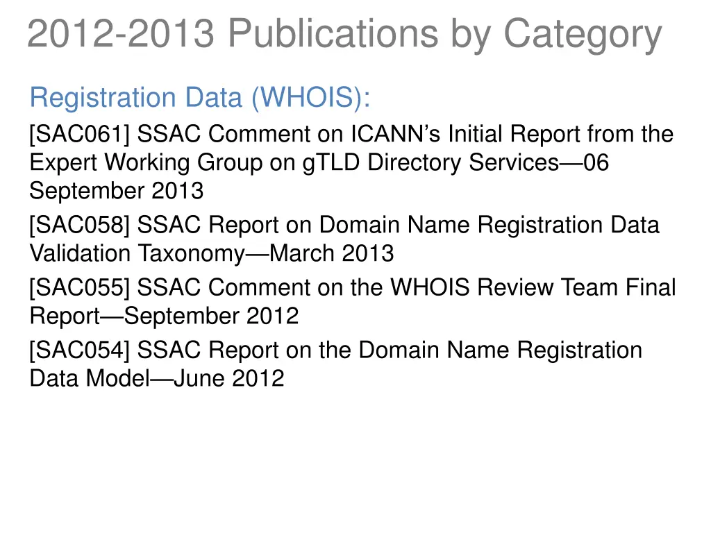 2012 2013 publications by category 2