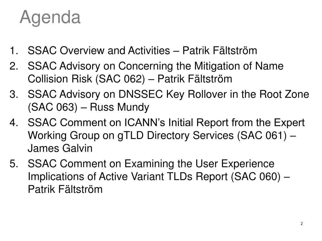 agenda