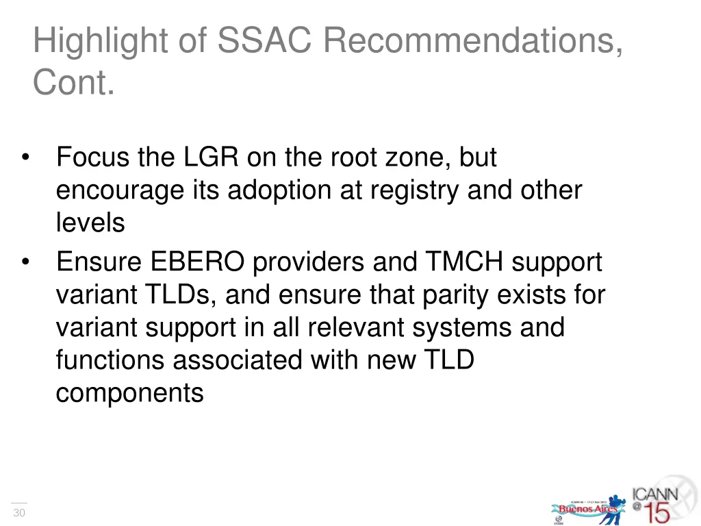 highlight of ssac recommendations cont