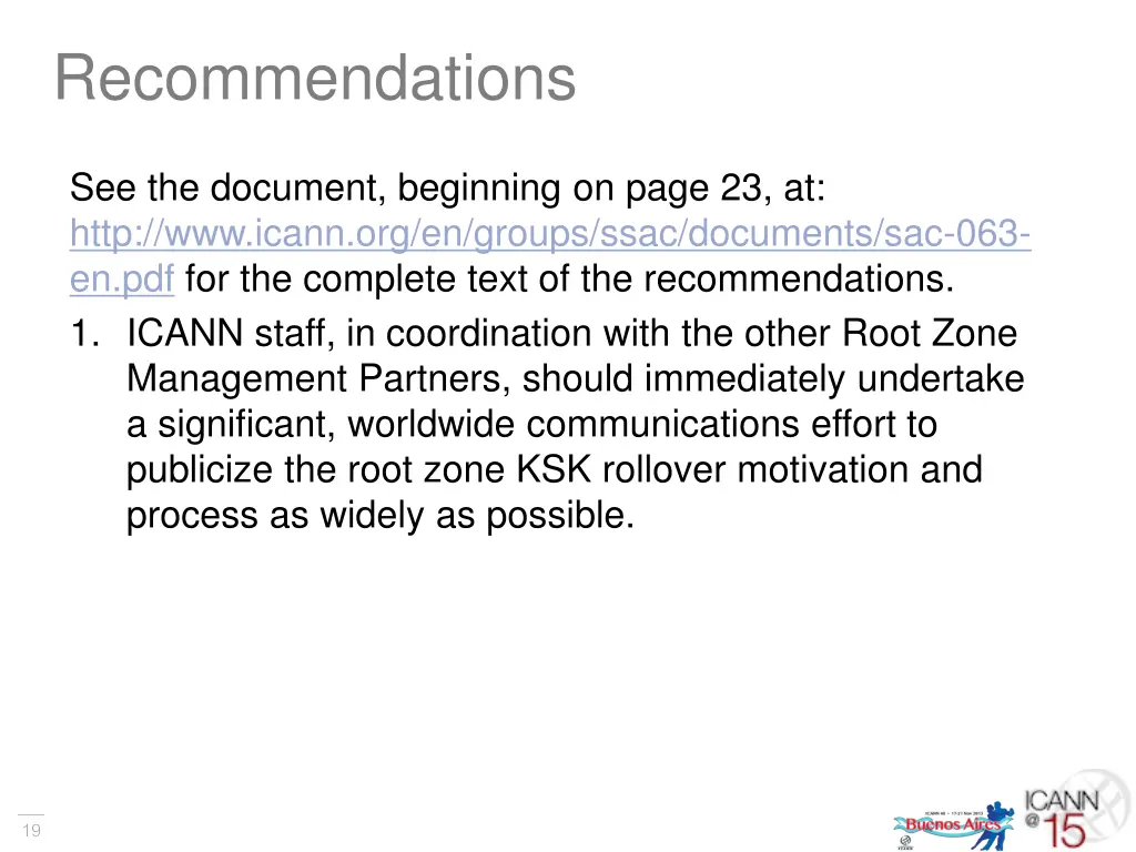 recommendations 1