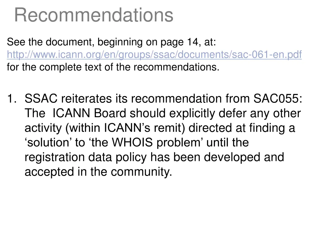 recommendations 2