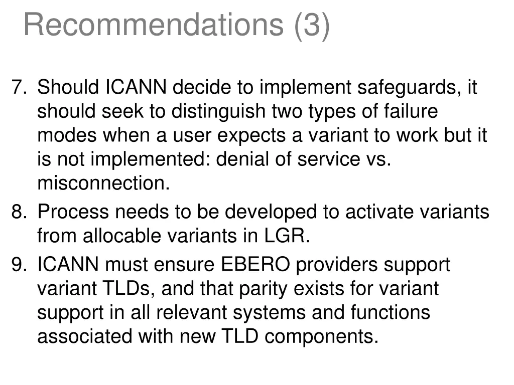 recommendations 3