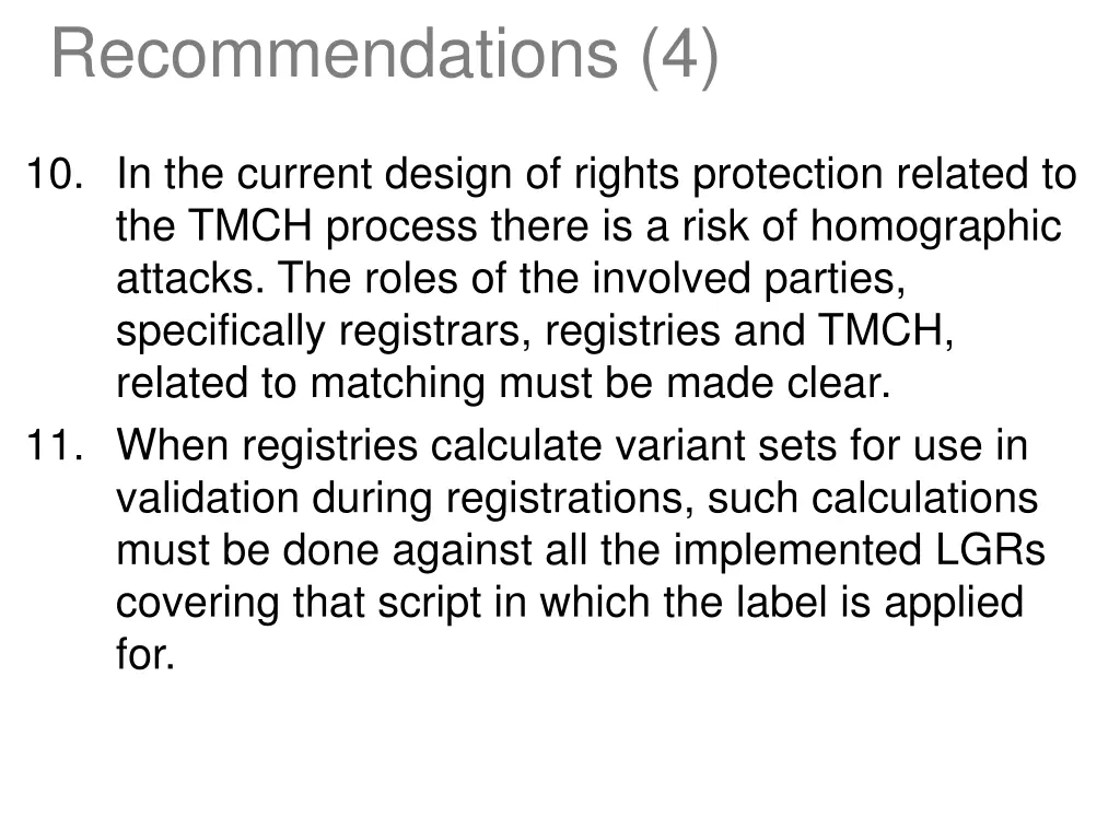 recommendations 4