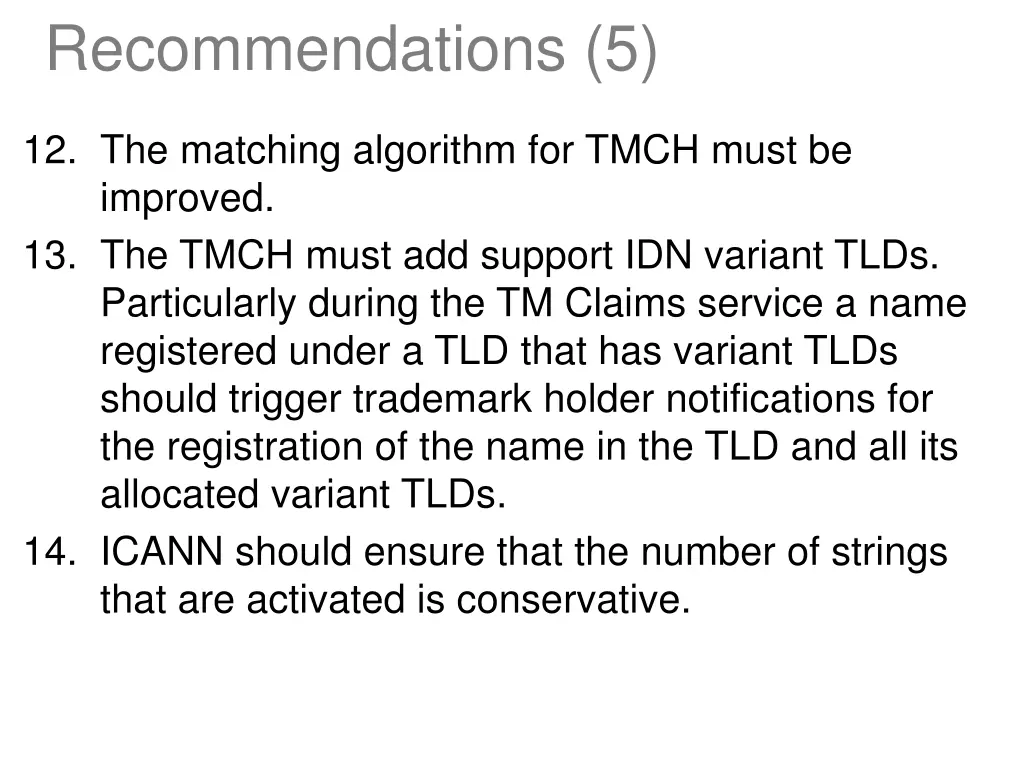 recommendations 5