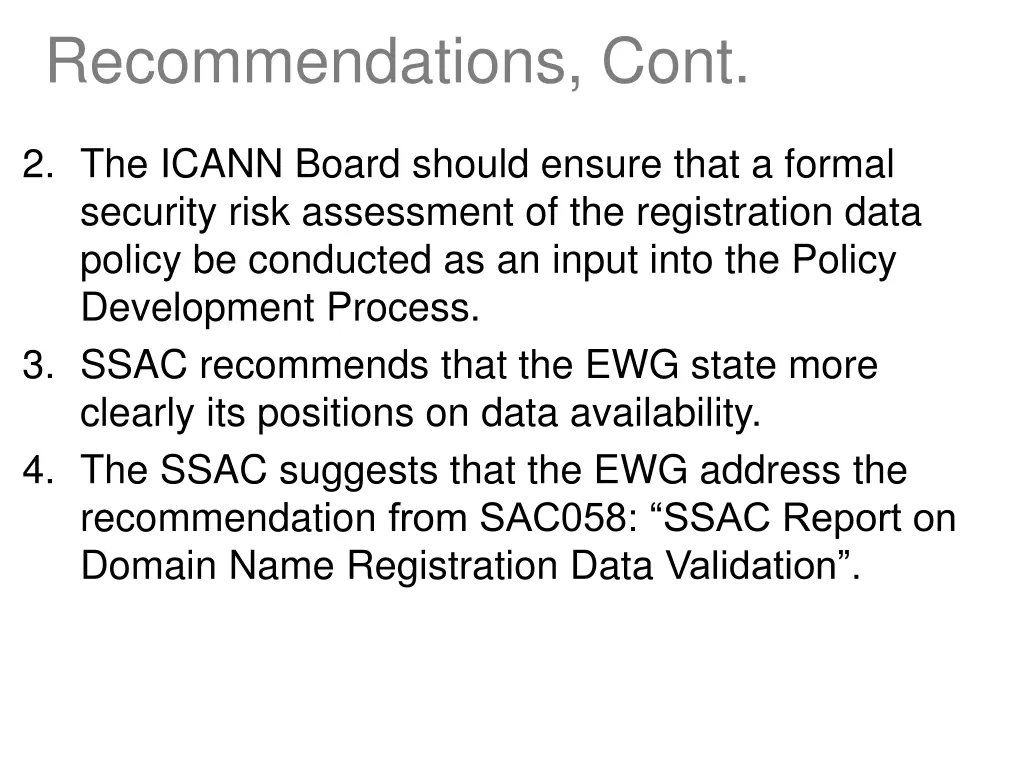 recommendations cont 4