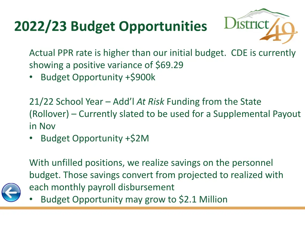 2022 23 budget opportunities