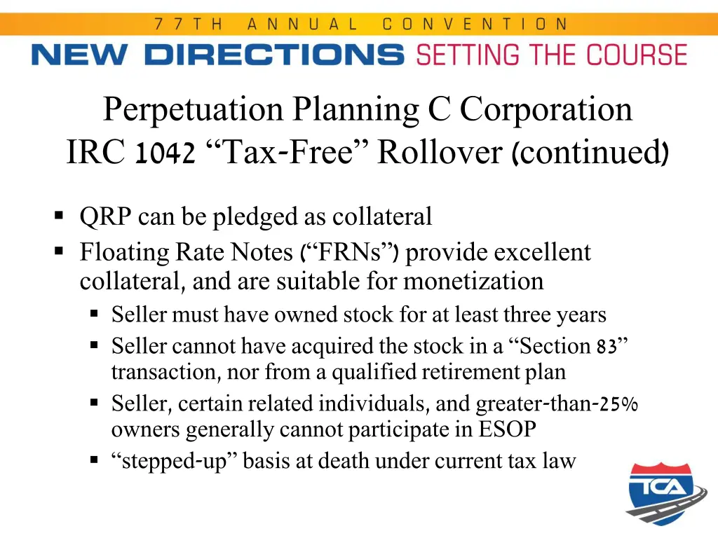 perpetuation planning c corporation irc 1042 1