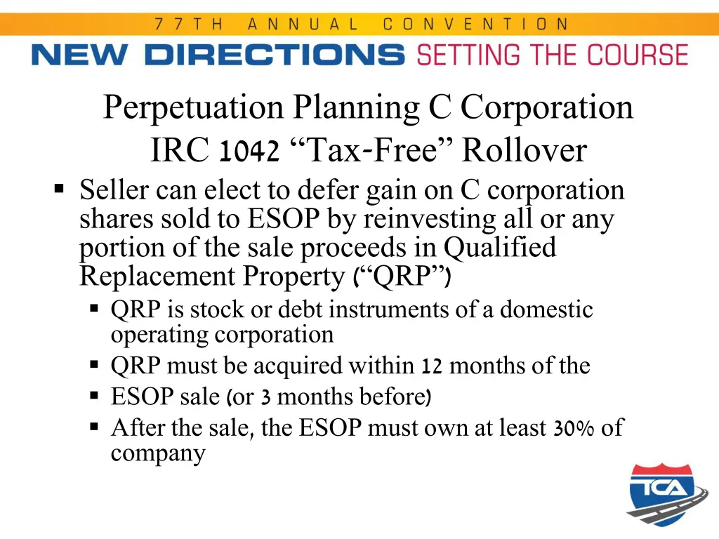 perpetuation planning c corporation irc 1042