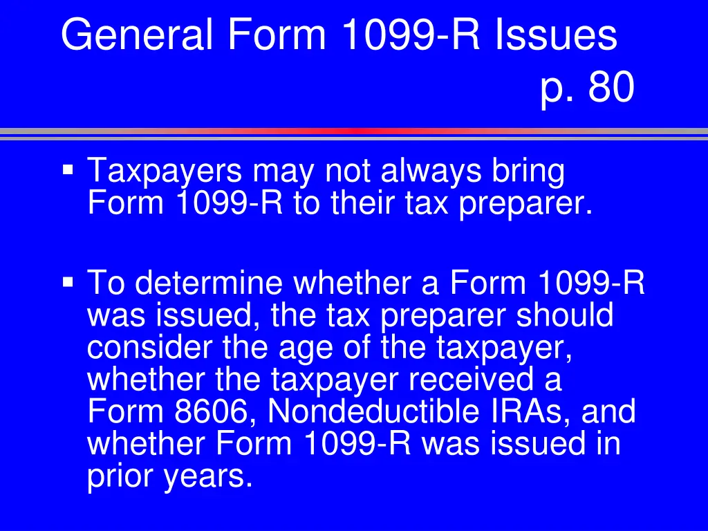 general form 1099 r issues 1