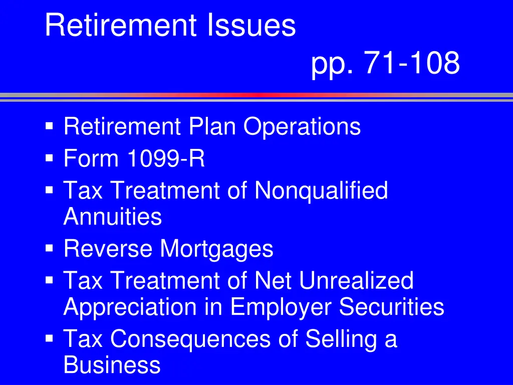 retirement issues