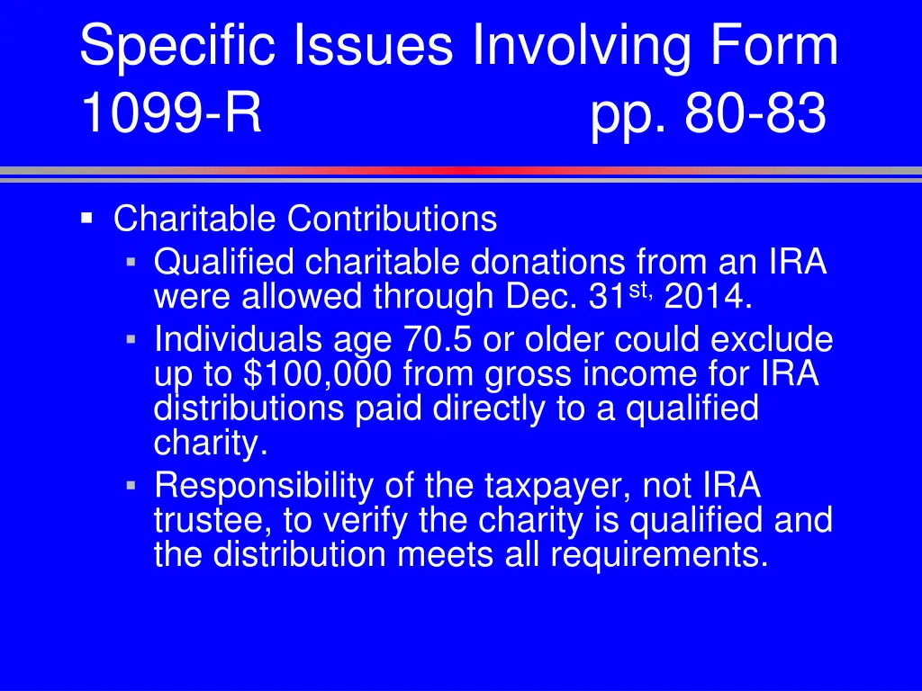 specific issues involving form 1099 r 1