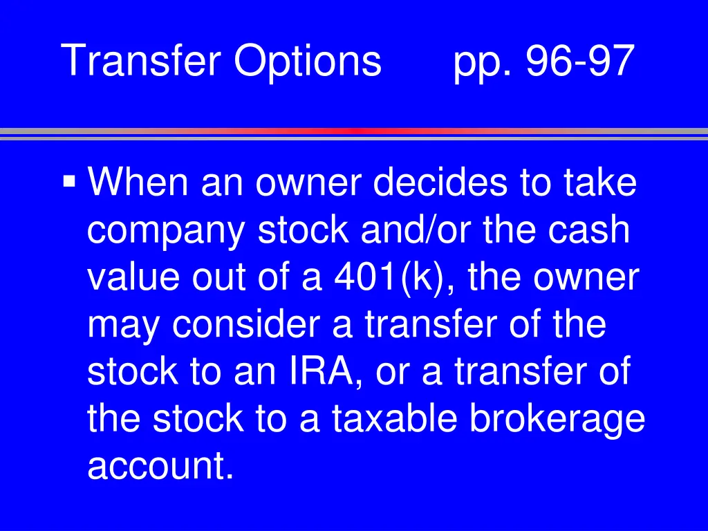 transfer options