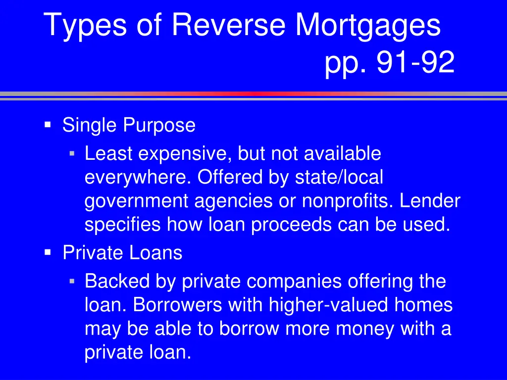 types of reverse mortgages