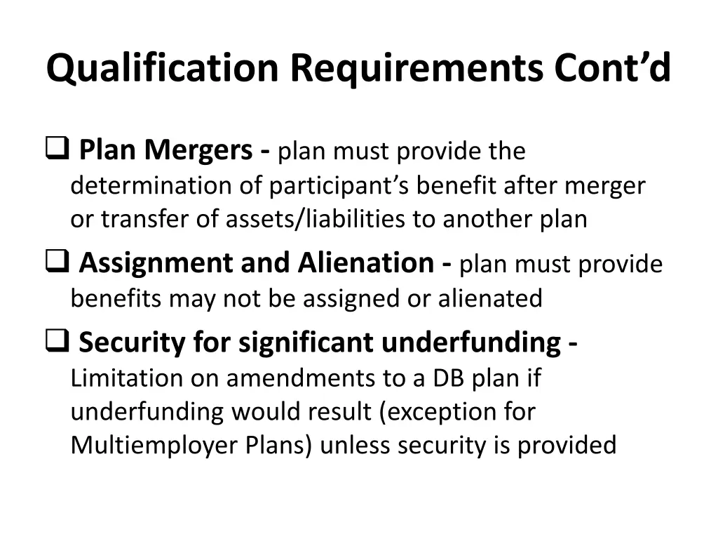 qualification requirements cont d 1