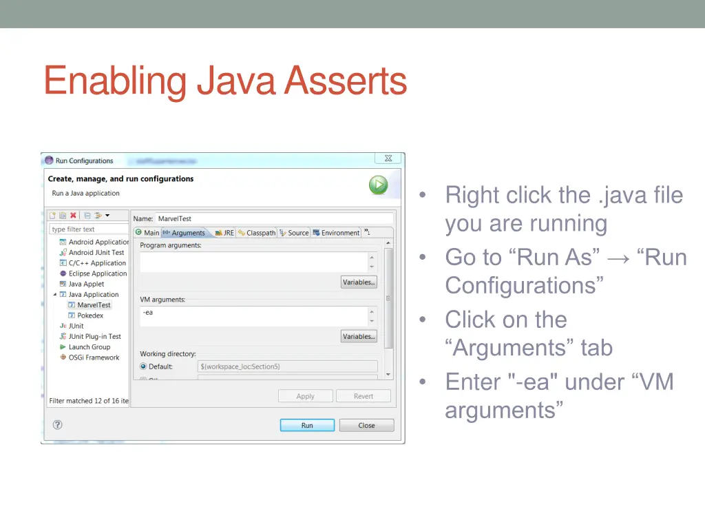 enabling java asserts