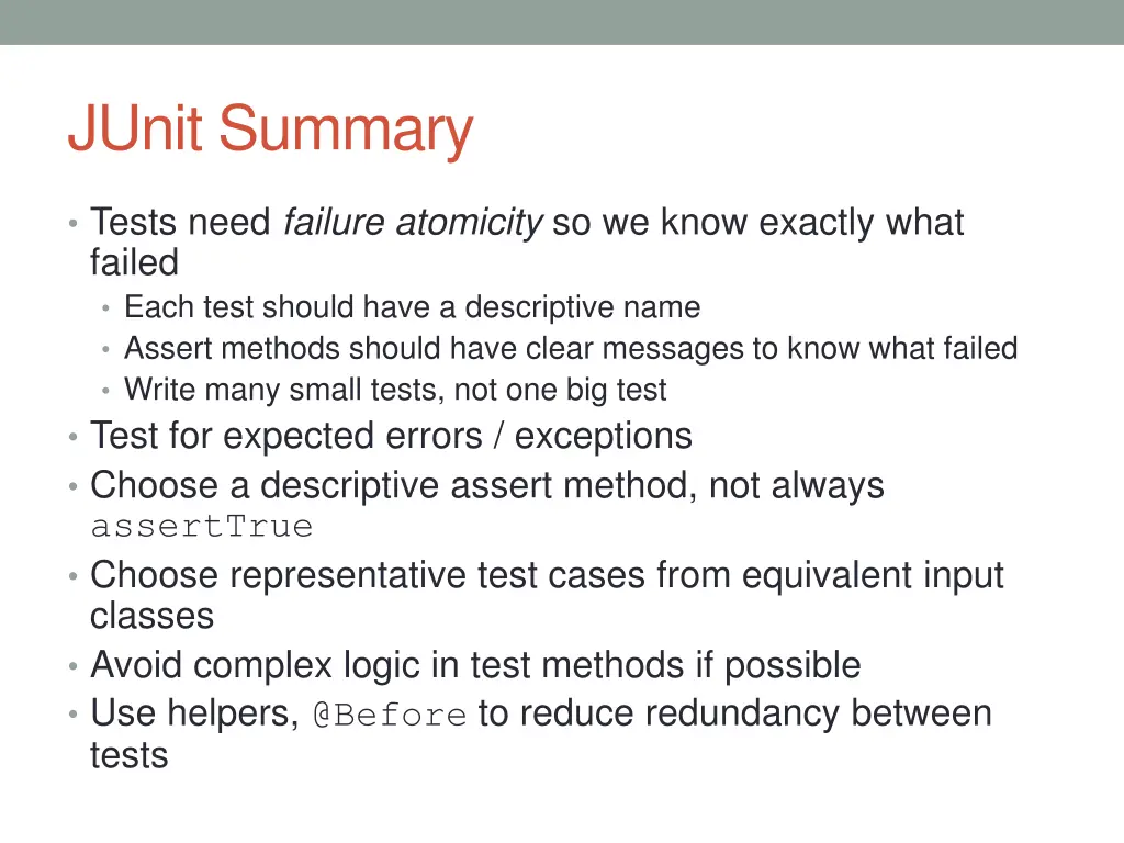junit summary