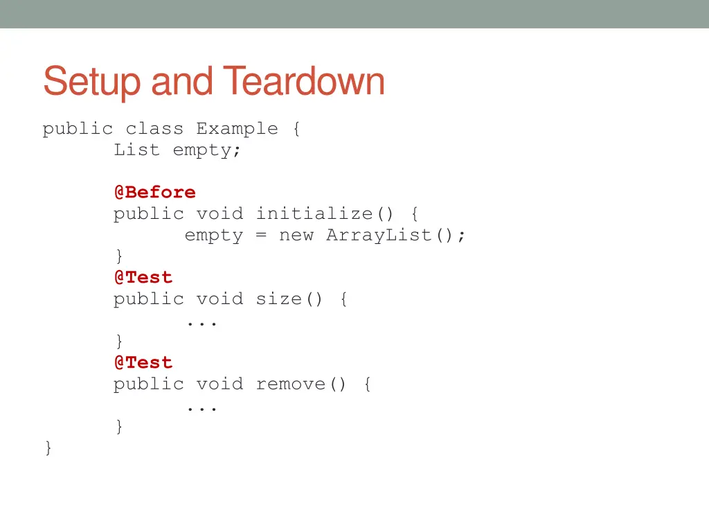 setup and teardown 1