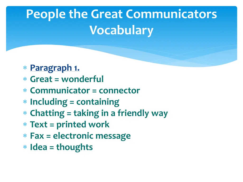people the great communicators vocabulary