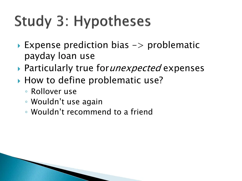 expense prediction bias problematic payday loan