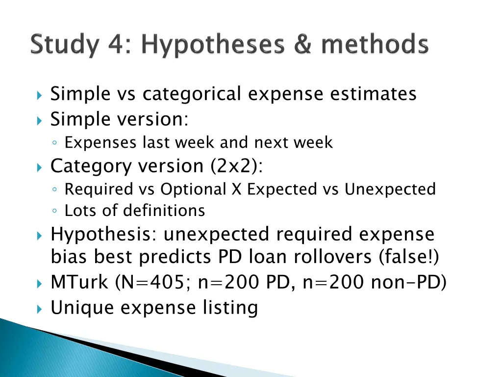 simple vs categorical expense estimates simple