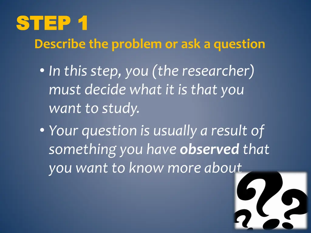 step 1 step 1 describe the problem