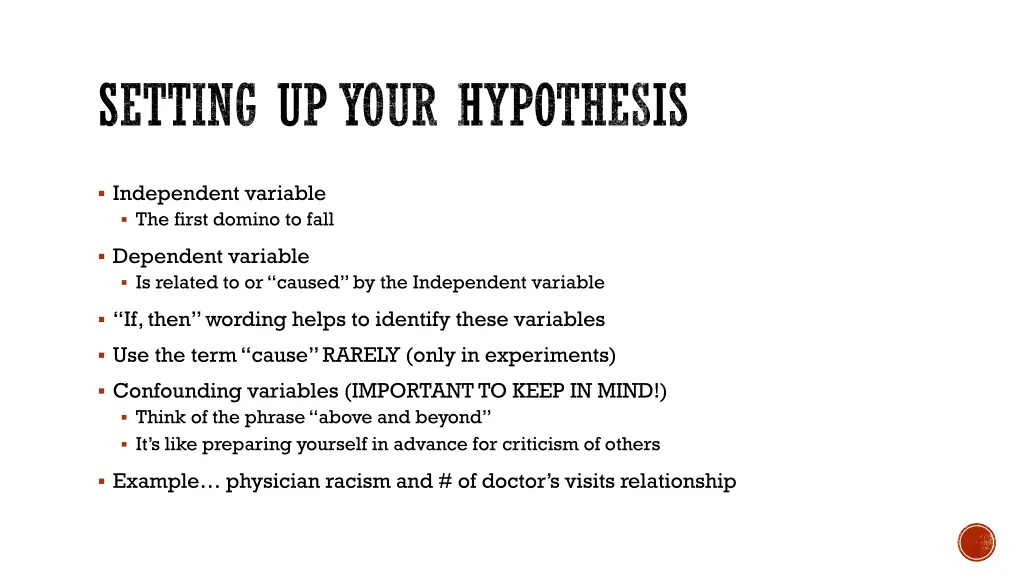 setting up your hypothesis