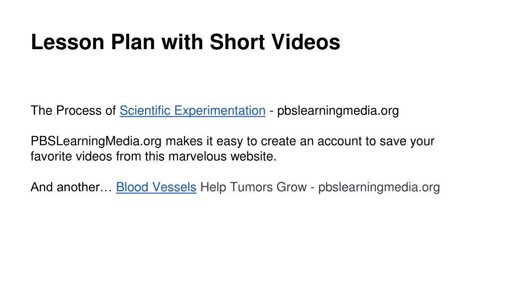 lesson plan with short videos