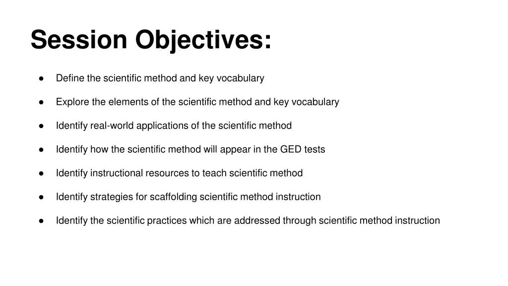 session objectives