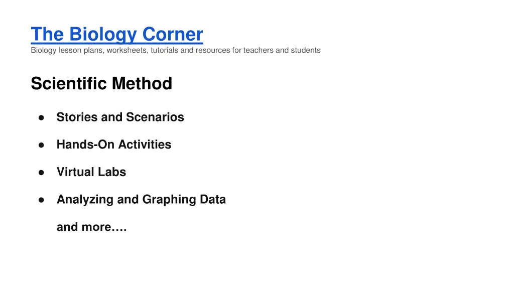 the biology corner biology lesson plans