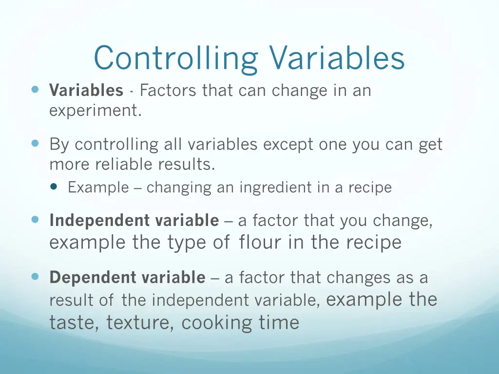 controlling variables variables factors that