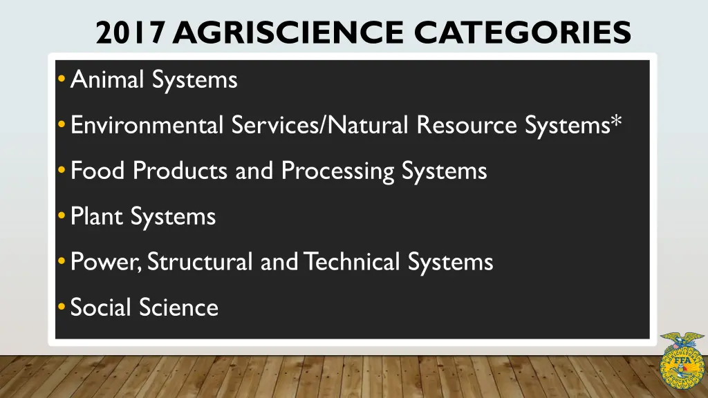 2017 agriscience categories animal systems