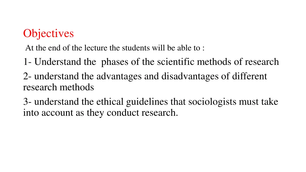 objectives at the end of the lecture the students