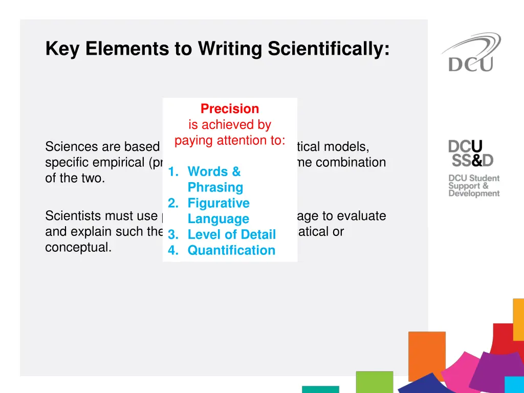 key elements to writing scientifically 1