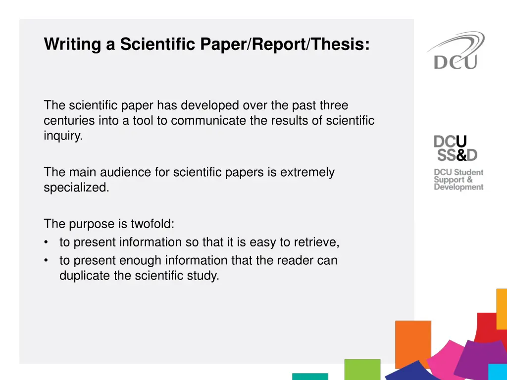 writing a scientific paper report thesis