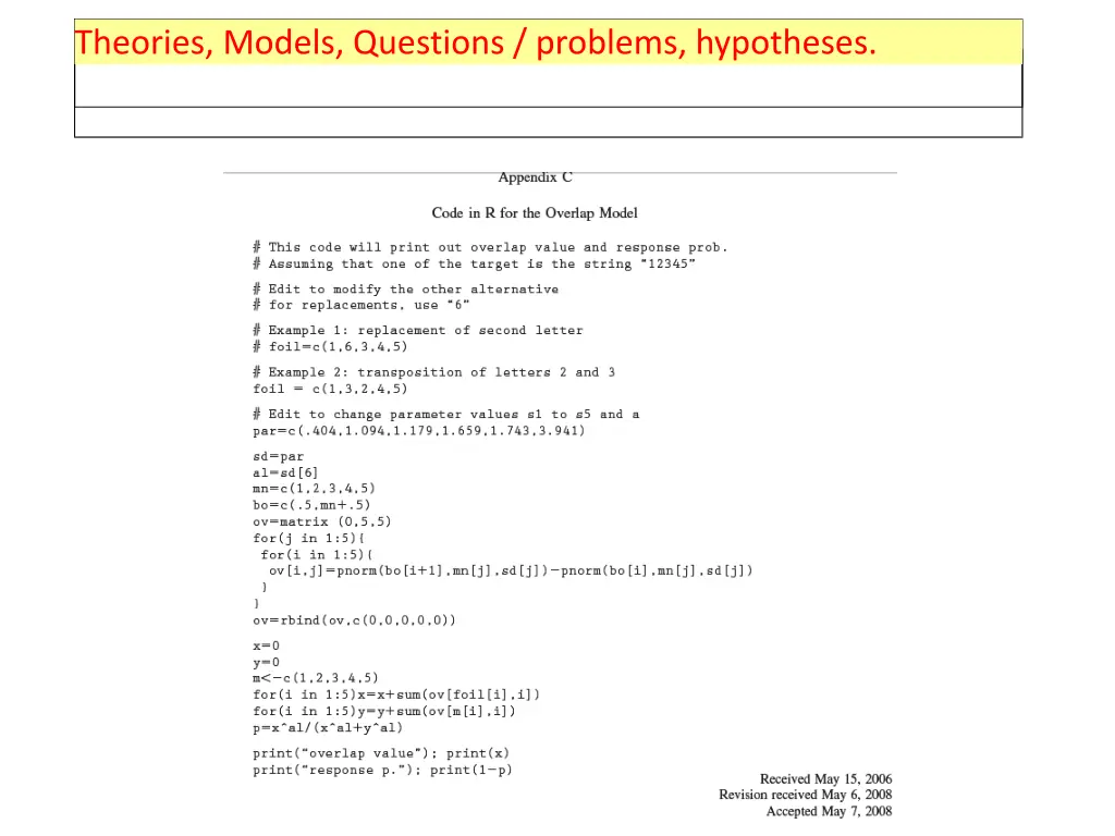 theories models questions problems hypotheses 3