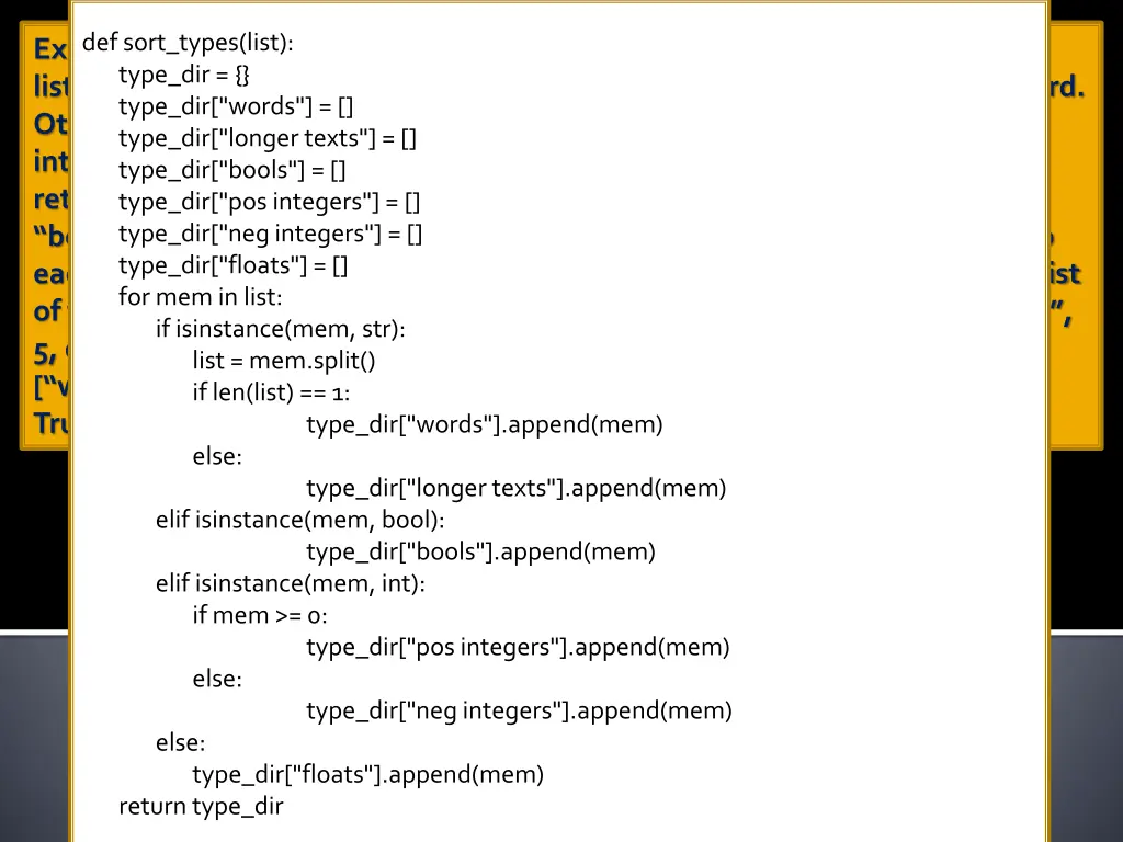 def sort types list type dir type dir words type