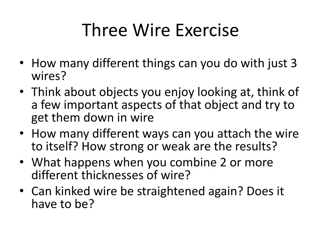 three wire exercise
