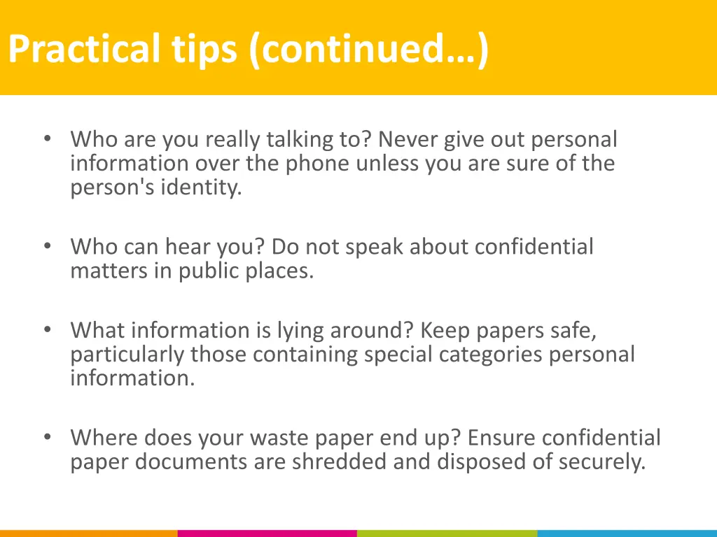 practical tips continued